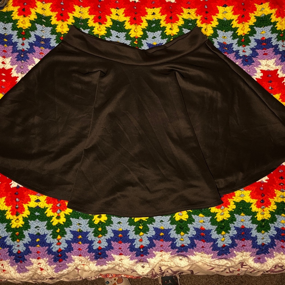 black mini skater skirt